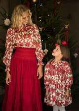 1-2 & 2-3y Elizabeth Blackwell Dress With Crimson Hand Smocking Made With Liberty Carline Rose