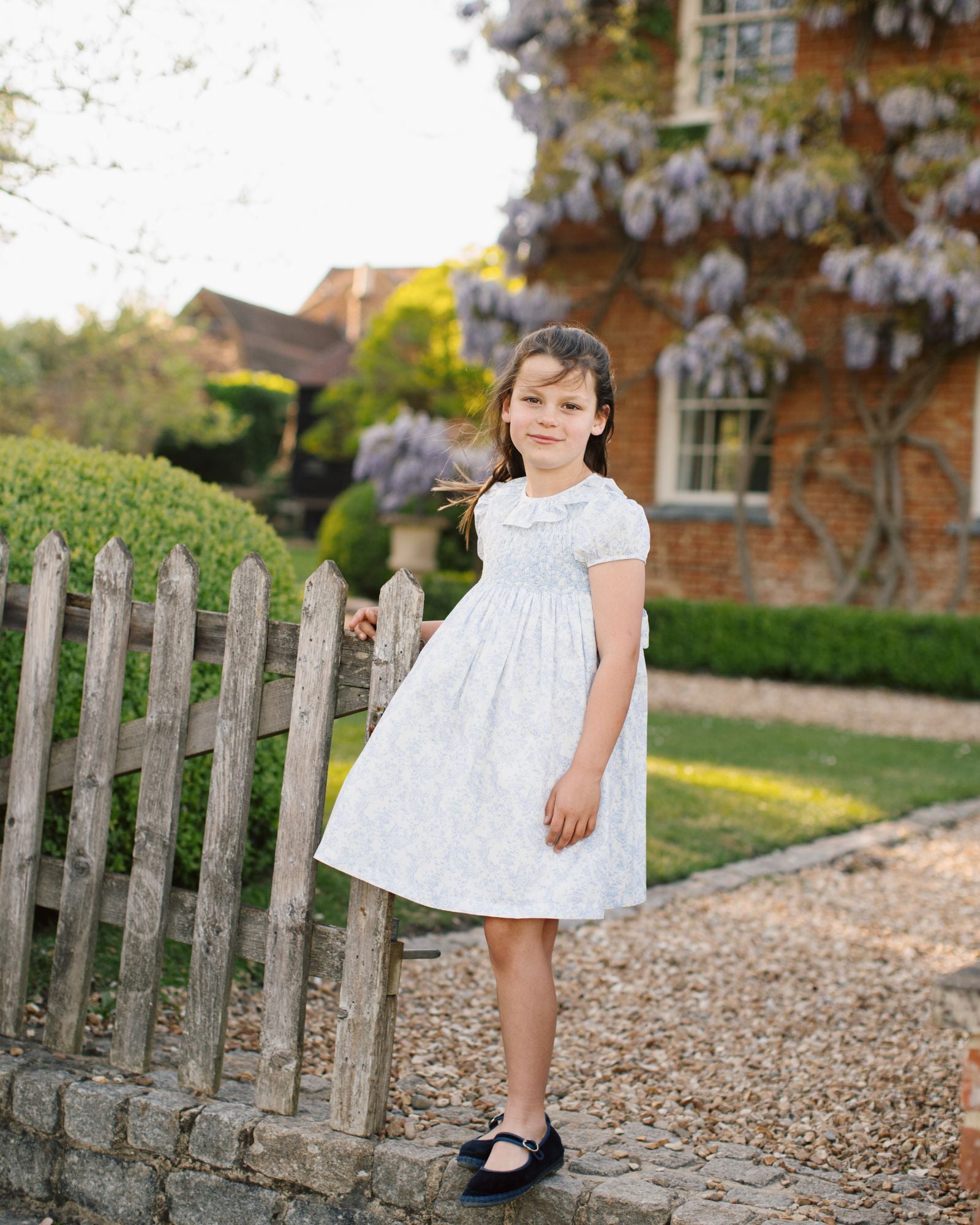 India Dress Toile des Champs with Delphinium Hand Smocking