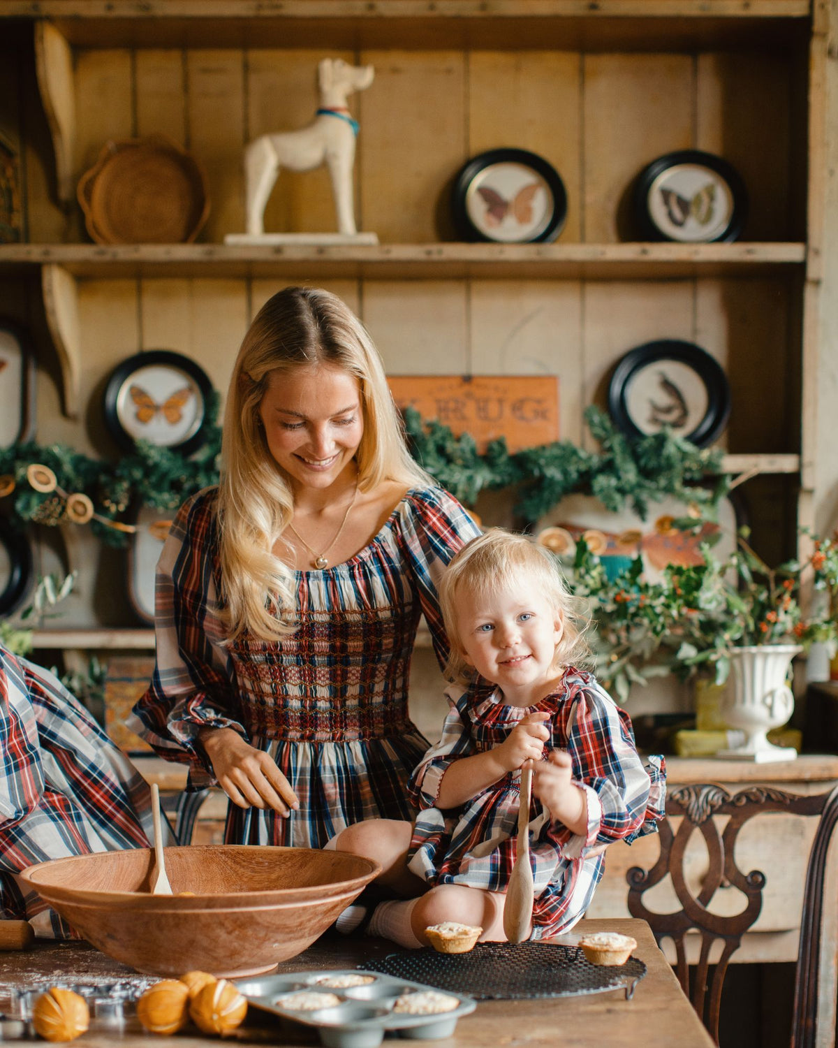 Amelia Earhart Dress Britannia Check with Winter Berry Hand Smocking