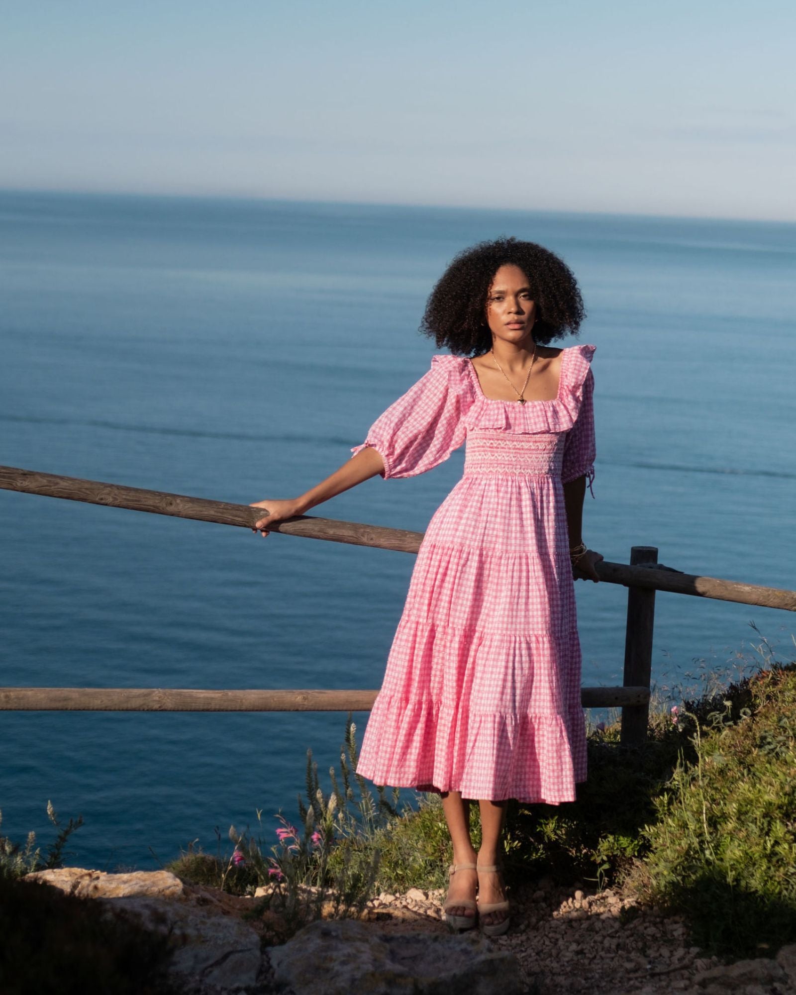 Mitford Dress Pink Puff Plumetti Gingham with Ivory Hand Smocking