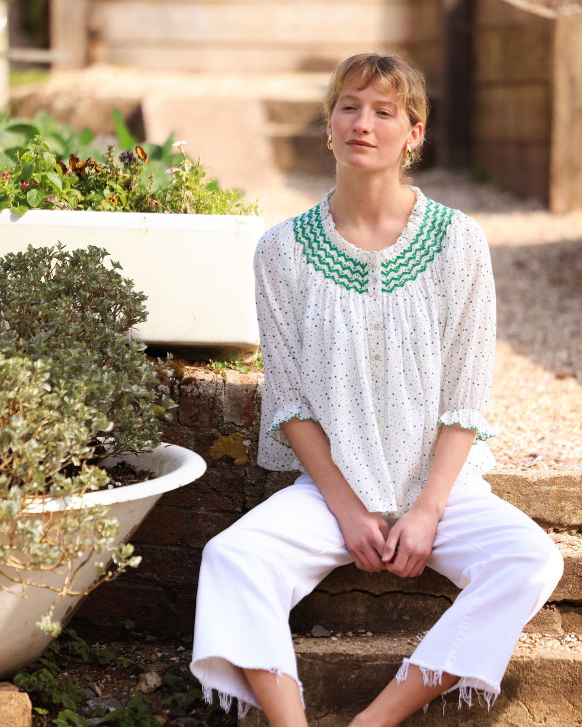 Cleopatra Blouse Frobscottle Spot with Cool as a Cucumber Hand Smocking Edition 47