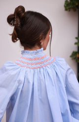 Scholl Blouse Oxford Stripe with Orange Blossom Hand Smocking Edition 62