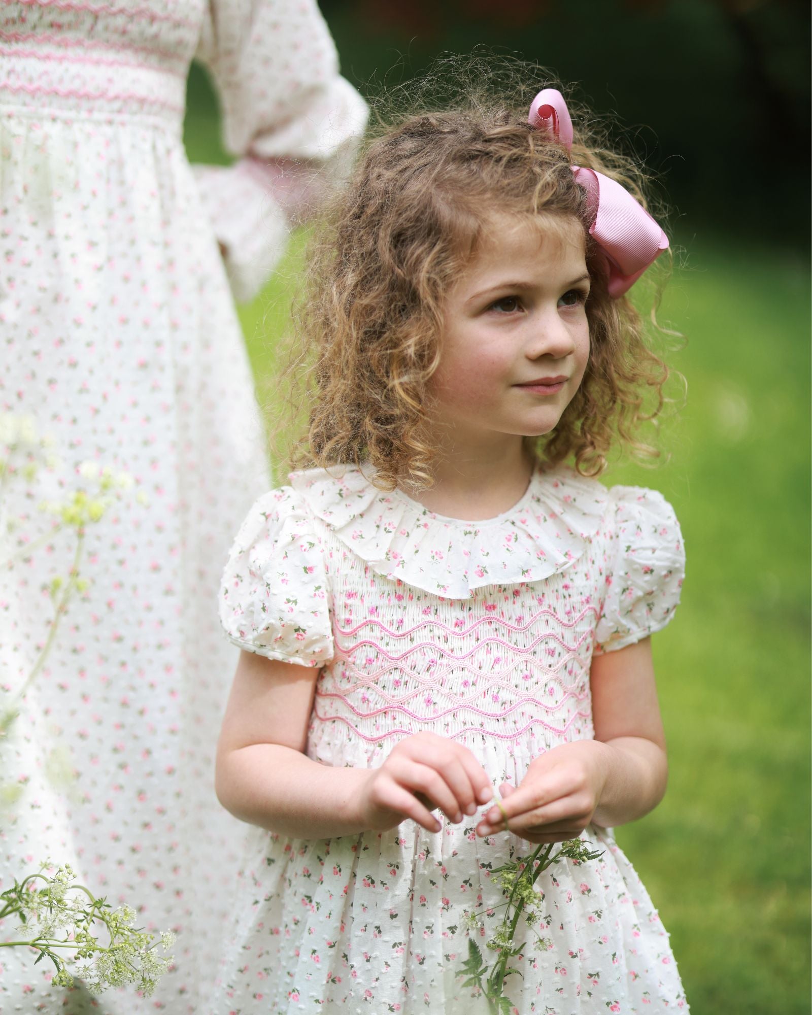 Katherine Johnson Dress Rosebud Plumetti with Vintage Rose Hand Smocking