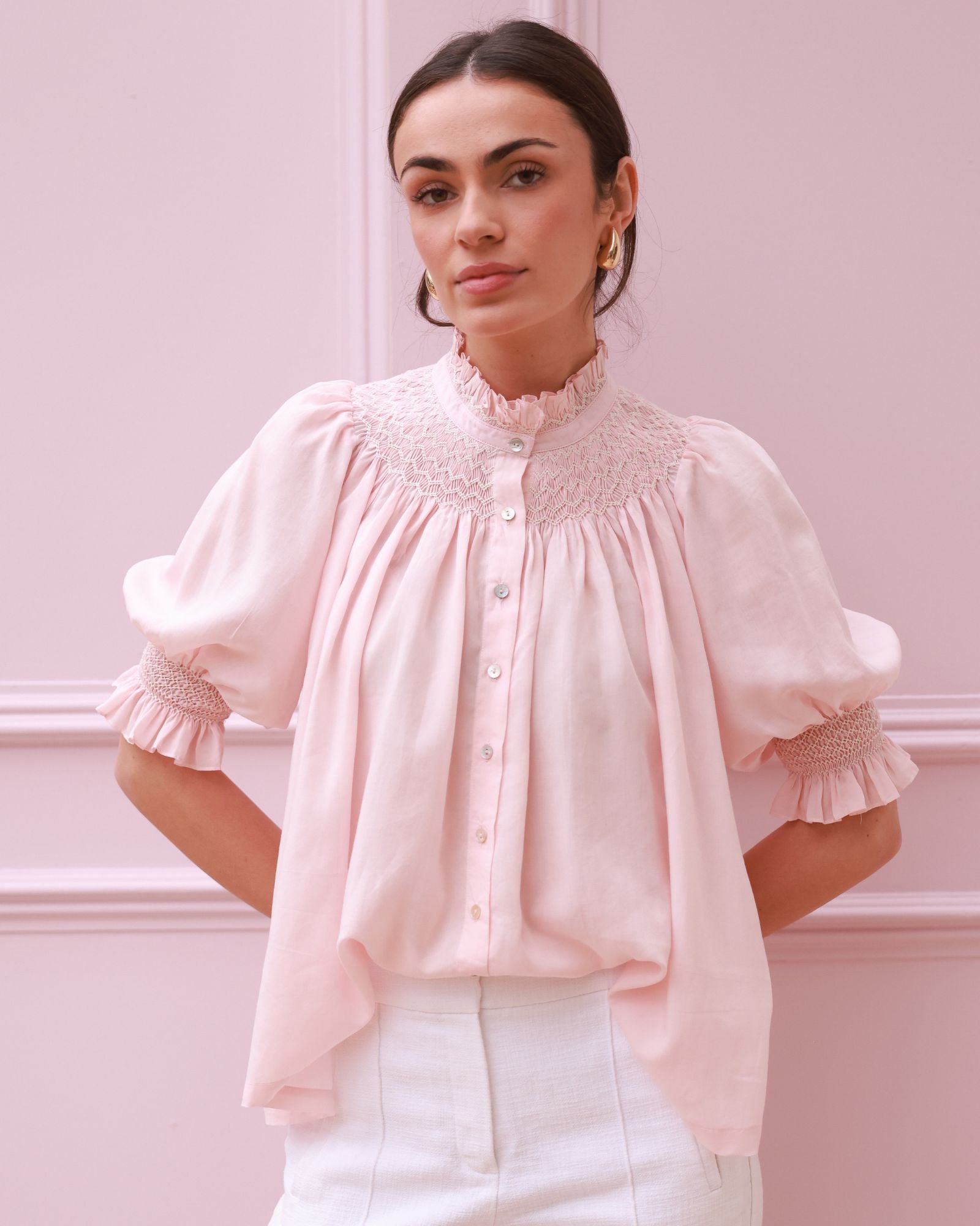 Scholl Summer Blouse Seashell Cotton Voile with Milk Hand Smocking Edition 67
