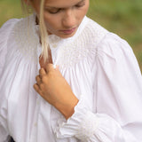 Scholl Women's Blouse White with Ivory Hand Smocking