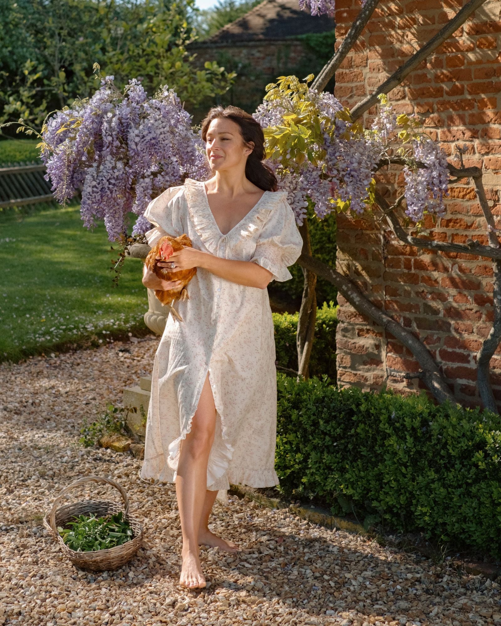 My Mulberry House x Smock London Lizzie Dress Tea Rose Cotton with Generous Gardener smocking