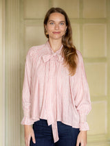Burdett-Coutts Pussy Bow Blouse Cinnamon Stripe Cotton With Spiced Vanilla Smocking Edition 2