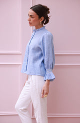 Shelley Blouse Chambray Linen with Crisp White Hand Smocking Edition 21