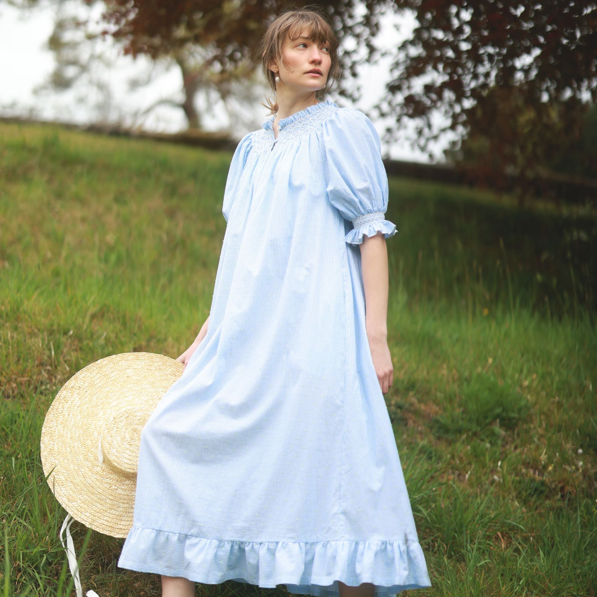 Grace Darling Dress Lemon Drop Spot with Lemon Soda Hand Smocking