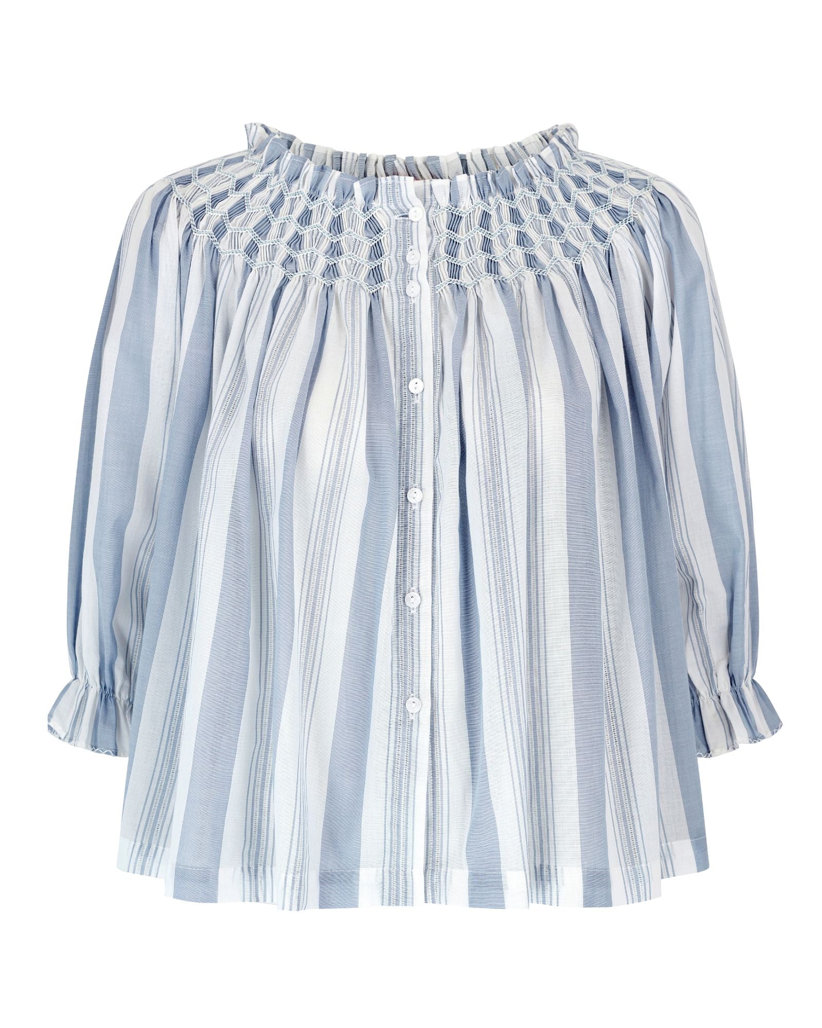 Cleopatra Blouse Maine Stripe with Seaside Hand Smocking Edition 39