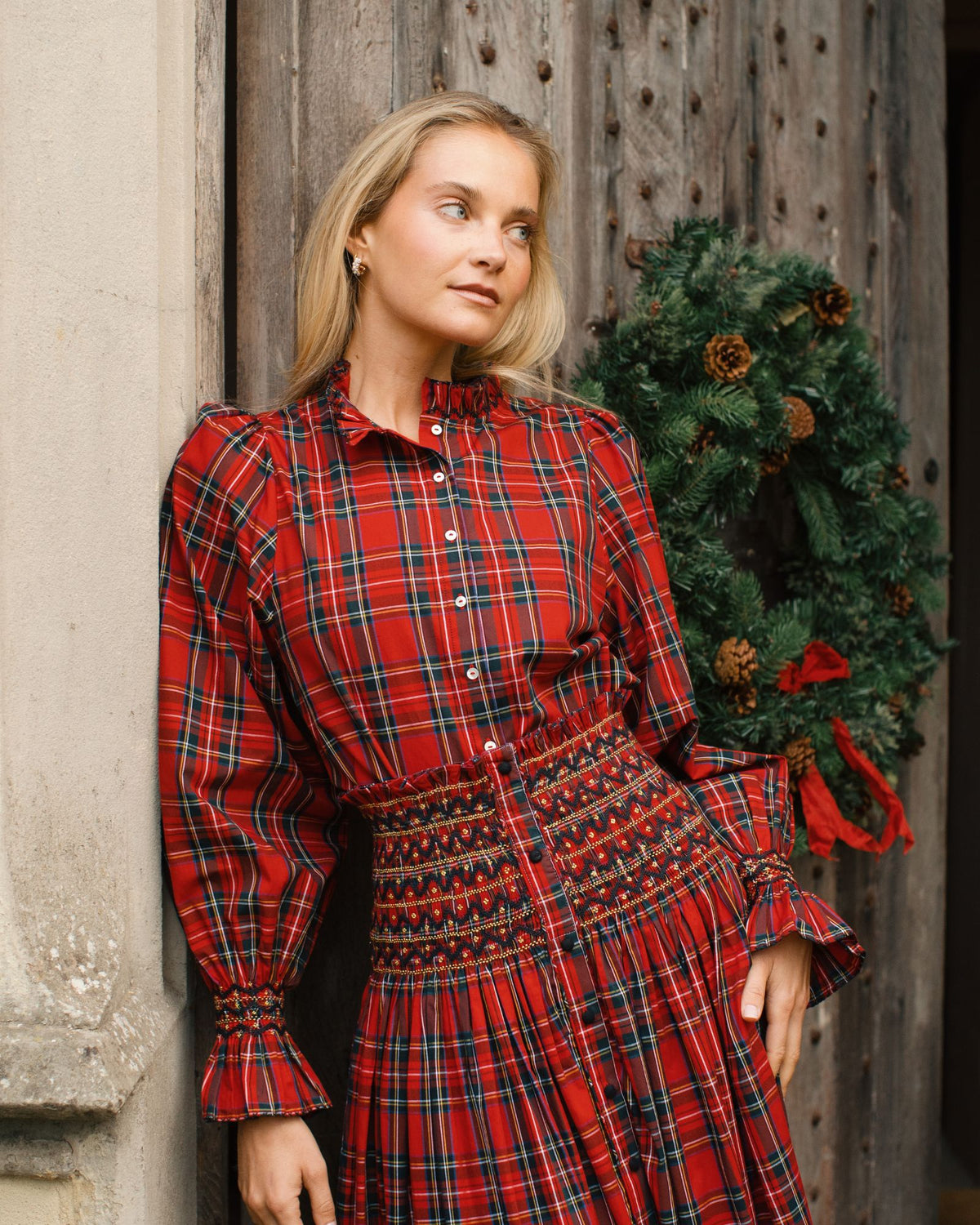 Shelley Blouse Royal Stewart with with Nutcracker Hand Smocking