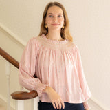 Cleopatra Blouse Cinnamon Stripes with Vanilla Spice Hand Smocking Edition 21
