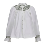 Scholl Women's Blouse White with Oak Leaf Hand Smocking Edition 55