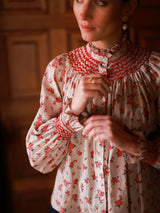 Scholl Blouse Poinsetta Posy with Scarlet Hand Smocking Edition 52