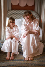 Nightingale Women's Dress Powder Puff Plumetti with Marshmallow Hand Smocking