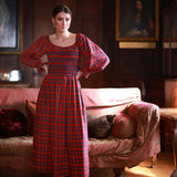 Amelia Earhart Dress Macgregor Tartan with Navy Hand Smocking