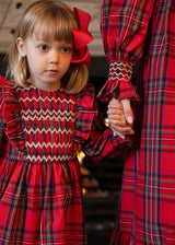 Anna Pavlova Dress Stewart Tartan with Midas’ Touch Hand Smocking