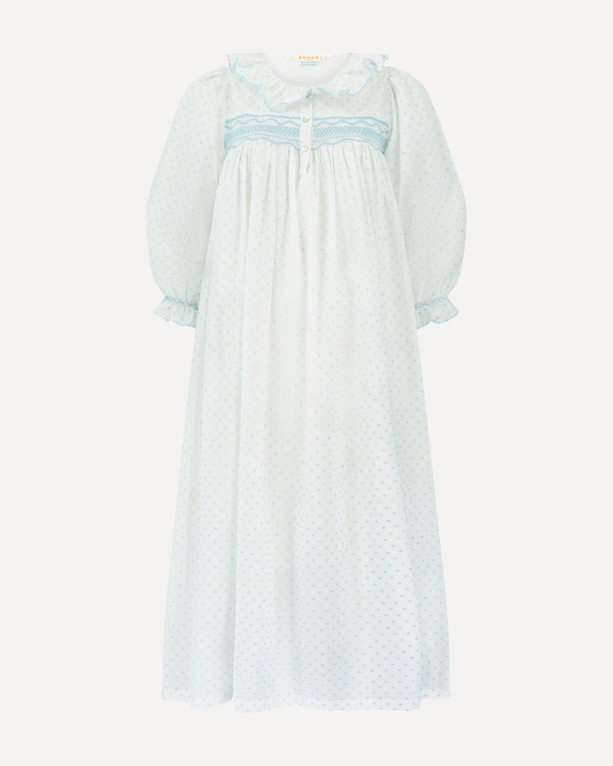 Nightingale Women's Dress Forget Me Not Plumetti with Delphinium Hand Smocking