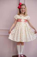 Thatcher Dress Loveheart Cotton Lawn with My Funny Little Valentine Hand Smocking
