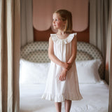 Memo Press x Smock London Girls Alice Dress Moonstone with Yellow Rose Hand Smocking