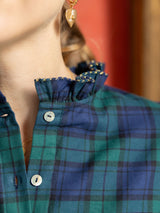 Shelley Blouse Black Watch Tartan with Royal Navy Hand Smocking Edition 14
