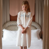 Nightingale Girl's Dress Forget Me Not Plumetti with Delphinium Hand Smocking