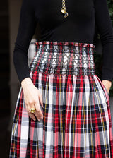 Sullivan Women's Skirt Royal Tartan with Black Gold Hand Smocking