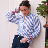 Shelley Blouse Marine Stripes with Red or Dead Hand Smocking Edition 19