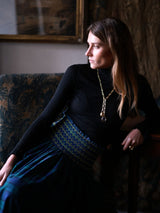 Sullivan Women's Skirt Black Watch Tartan with Royal Navy Hand Smocking