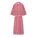 Lilly Parr Pyjamas Cranberry Gingham with Snow White Hand Smocking
