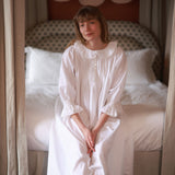 Bessie Coleman Women's Dress Moonstone Cotton with Ivory Hand Smocking