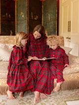 Lilly Parr Pyjamas Highland Tartan with Hearts of Gold Hand Smocking