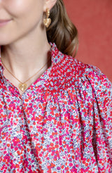 Scholl Blouse with Crimson Hand Smocking made with Liberty Wiltshire Fabric Edition 53