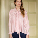 Burdett-Coutts Pussy Bow Blouse Cinnamon Stripe Cotton With Spiced Vanilla Smocking Edition 2