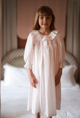 Nightingale Girl's Dress Powder Puff Plumetti with Marshmallow Hand Smocking