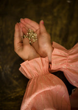 Hannah Szenez Dress Golden Girl Stripe with Opalescent Hand Smocking