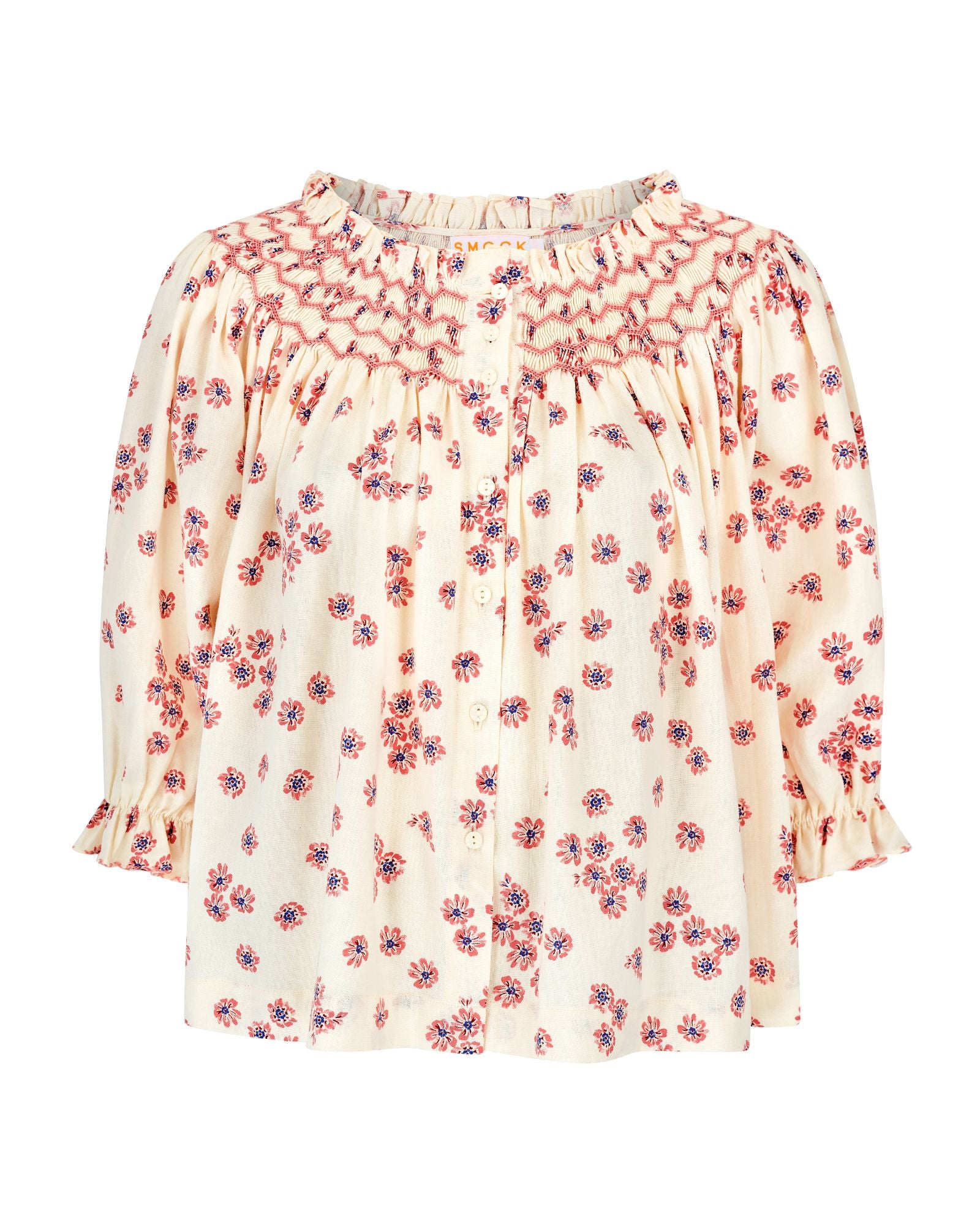 Cleopatra Blouse Painted Petals with Blush Hand Smocking Edition 38