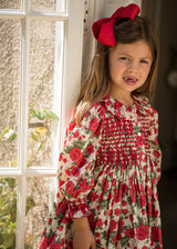 1-2 & 2-3y Elizabeth Blackwell Dress With Crimson Hand Smocking Made With Liberty Carline Rose