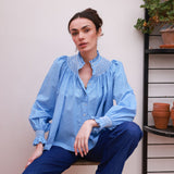 Pom x Smock London Scholl Blouse Paperwhite Ditsy with Snowdrop Hand Smocking Edition 61