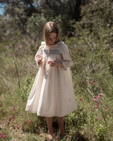 Nightingale Girl's Dress Forget-me-not Ditsy with Daydreams Hand Smocking