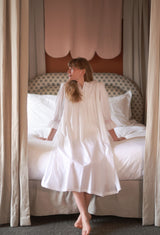 Bessie Coleman Women's Dress Moonstone Cotton with Kir Royale Hand Smocking