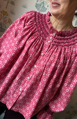 Cleopatra Blouse Mulberry Star Cotton with Merlot Hand Smocking Edition 32