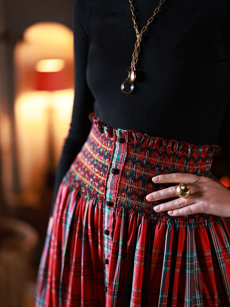 Mary Seacole Women's Skirt Royal Stewart with Nutcracker Hand smocking