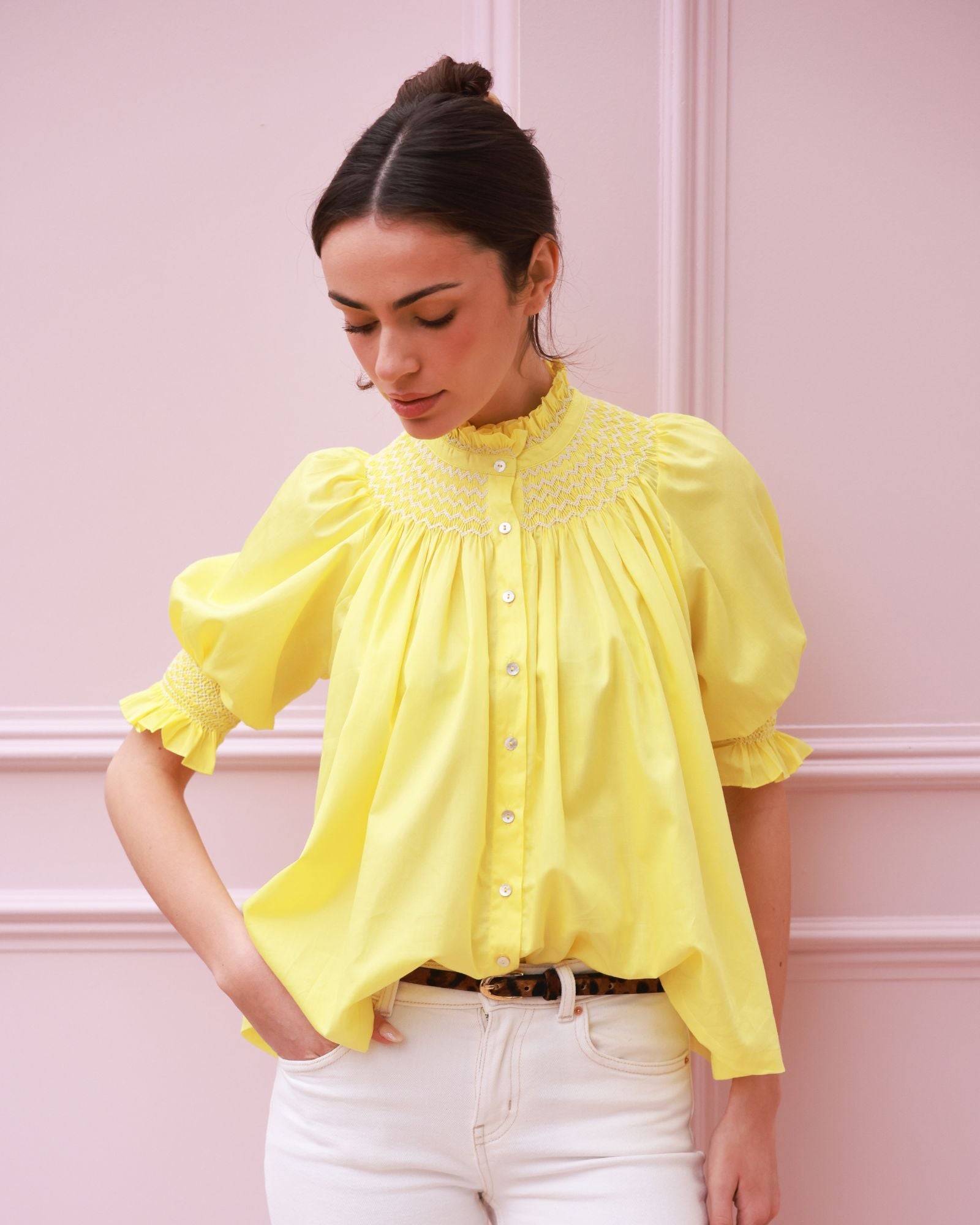 Scholl Summer Blouse Lemon Drop Lawn with Chalk Hand Smocking Edition 66