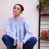 Scholl Blouse Oxford Stripe with Orange Blossom Hand Smocking Edition 62