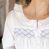 Mother Teresa Women's Nursing & Maternity Dress Long Sleeves with Mermaid Tail Forget Me Not Hand Smocking