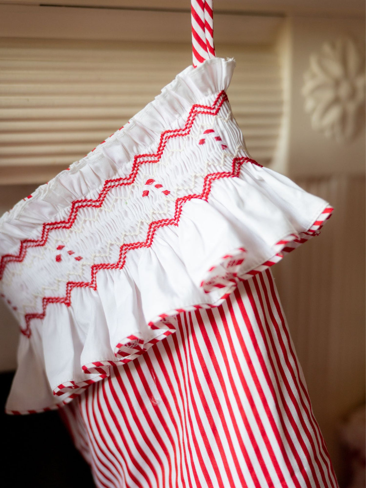 Edit58 x Smock London Candy Cane Stripe Smocking with Candy Cane Hand Smocking
