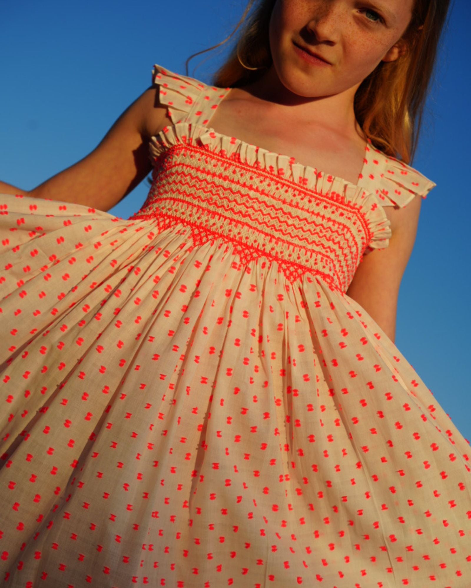 Rachel Carson Girls Dress Pack a Punch Plumetti with Big Top Hand Smocking