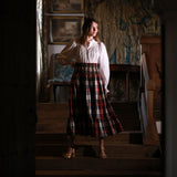 Sullivan Women's Skirt Royal Tartan with Black Gold Hand Smocking