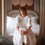 Nightingale Women's Dress Forget Me Not Plumetti with Delphinium Hand Smocking